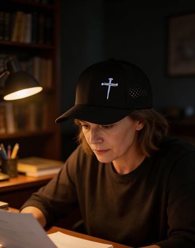 Jesus 3 Nail Cross Hat Christian Religious Gifts for Christma with Embroidered - Adjustable Snapback Baseball Cap - color: 3 Nail Cross Mesh Nylon Black
