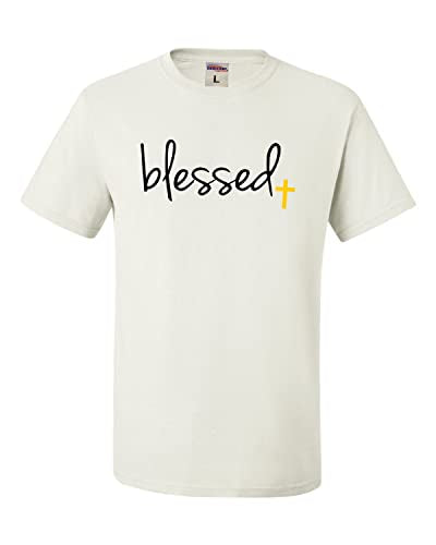 Go All Out Adult Blessed Cross Jesus Christian Gift T-Shirt - color: White, size: 4X-Large