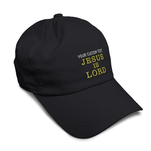 Speedy Pros Soft Baseball Hat Embroidered Dad Hat Jesus is Lord God Christ Christian Religious Cotton - color: Black Personalized Text Here