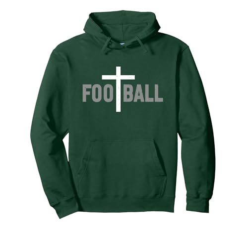 Football Christian Cross Men Boys Pullover Hoodie - color: Dark Green, size: X-Large