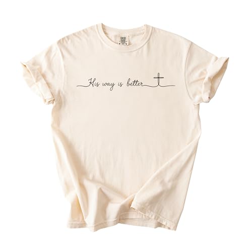 Daytee His Way is Better Christian Shirt Faith Based Minimalist Quote Religious Gift Graphic Crewneck T-Shirt for Women - size: 3X-Large
