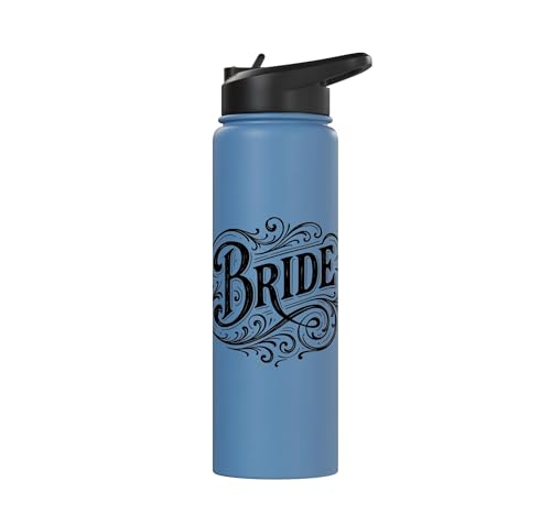 Elegant Bride Calligraphy Future Mrs. Wedding Design Stainless Steel Insulated Water Bottle - color: Light Blue
