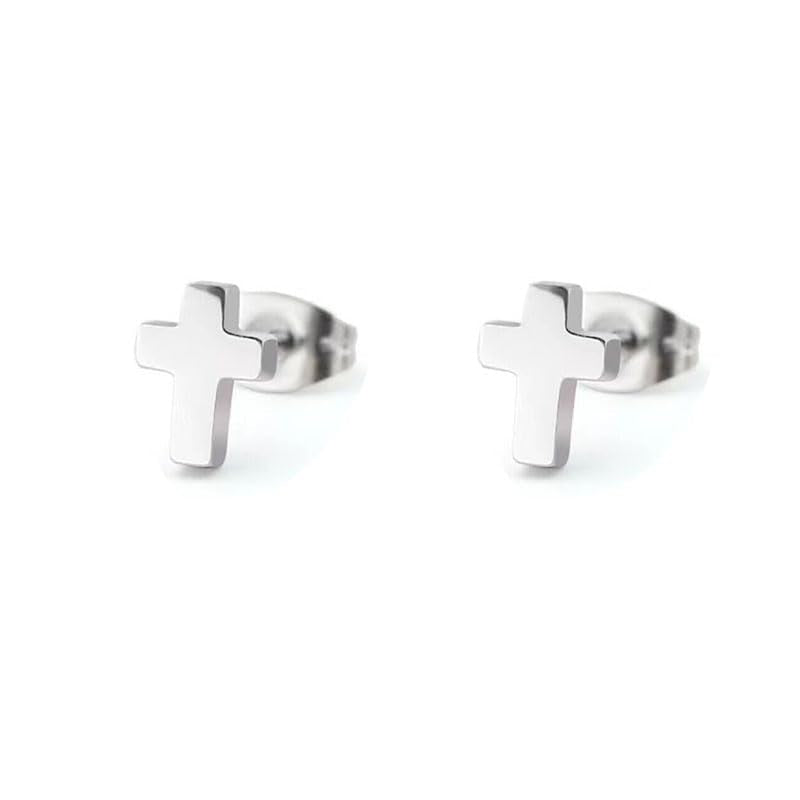 ONLYJUMP 925 Sterling Silver Cross Stud Earrings For Women Fashion Earrings Cross Earrings Small 14k Gold Plated Cross Earrings Studs Jewelry Gifts - color: Silver