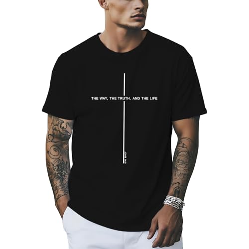 Christian Shirts for Men：Faith Cross Printed T-Shirts Christian Jesus Faith Shirts Holy Bible Tees - color: Black4, size: Small
