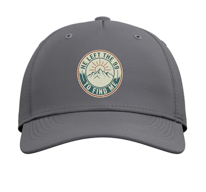 He Left The 99 to Find Me Retro Christian Bible Verse Adjustable Baseball Hat - color: Slate Grey
