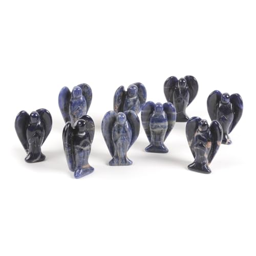 Justinstones Carved Blue Sodalite Gemstone Peace Angel Pocket Guardian AngelHealing Statue 2 inch - color: Blue Sodalite