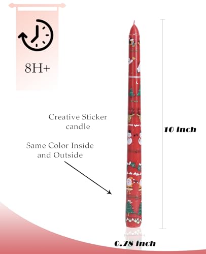 Christmas Taper Candles Red Taper Candles Candlestick Christmas Party Gift Winter Holiday Dinner Table Decorations,10inch,Set of 2,CHC - color: CHC-Red