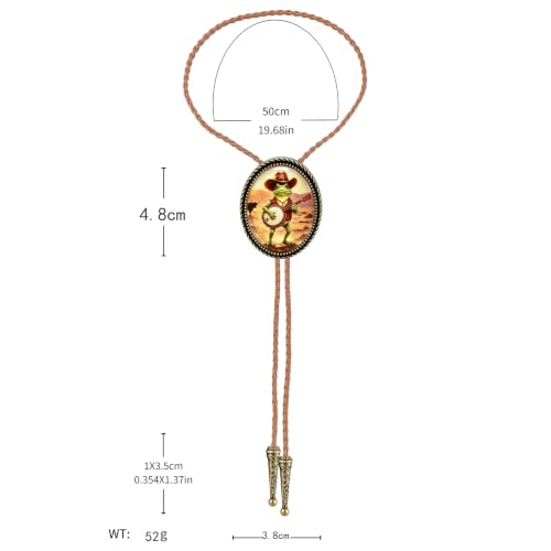 GelConnie Gothic Bolo Tie for Men Women 3D Art Western Cowboy Necktie - color: Gold Frog Bolo Tie