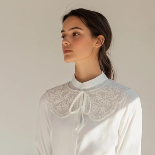 White Lace Detachable Fake Collar for Women Summer Dresse and Shirt - style: Orchid