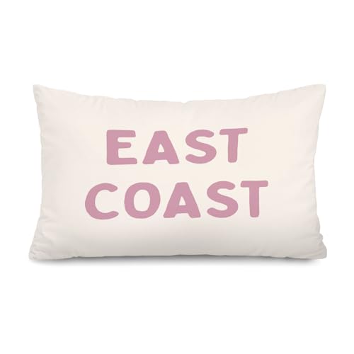 Lacama Coastal Beach East Coast 12x20 Pillow Cover, Preppy Beach Room Decor, Pink Preppy Beachy Coastal Decorative Lumbar Throw Pillow Covers Pillowcases for Couch Bed Girly Bedroom Room Dorm - color: Coast-pink East Coast