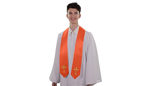 CLERKMANS Choir Stole with Crosses - color: Orange