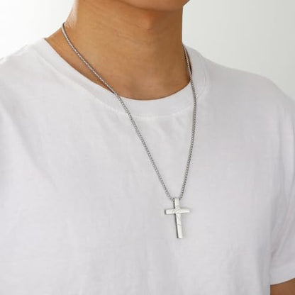Gnamy Basketball Cross Necklace Gifts for Boys Men, Cross with Bible Verse Stainless Steel Pendant Chain Easter Christian Religious Jewelry Gifts for Him Kids Teenage Teens - color: Silver, style: Joshua 1:9