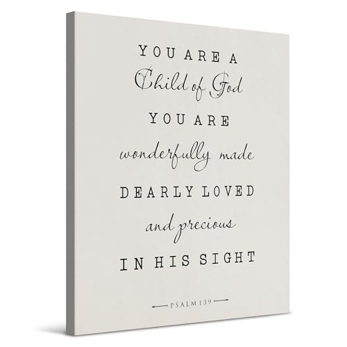 awdschkj You Are A Child of God Christian Nursery Canvas Wall Art Decor Framed 8x10, Kids Bible Verse Scripture Wall Decor Poster Prints Artwork for Nursery Kids Room Bedroom Playroom - color: Bible Wall art-F