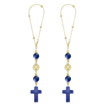 2 Pcs Car Mirror Hanging Accessories,Cross Crystal Style Beaded Pendant
