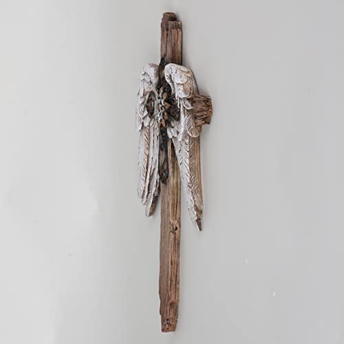 BC Home Decor Rustic Angel Wings Crosses Wall Décor 12" H Wall Cross - size: 12"L x 7"W