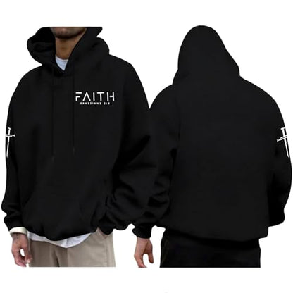 Christian Hoodies for Men Bible Religious Sweatshirts Jesus Hoodie - color: Black02, size: Large