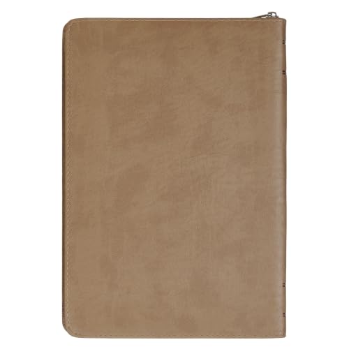 Christian Art Gifts Slim Notebook: The Lord is My Shepherd - Psalm 23:1-3, Gifts for Men, Christian Journal, Journals for Men, 192 Lined Pages, Bible Verse, Zipper Closure, Faux Leather, Tan