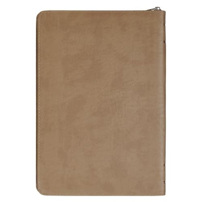Christian Art Gifts Slim Notebook: The Lord is My Shepherd - Psalm 23:1-3, Gifts for Men, Christian Journal, Journals for Men, 192 Lined Pages, Bible Verse, Zipper Closure, Faux Leather, Tan