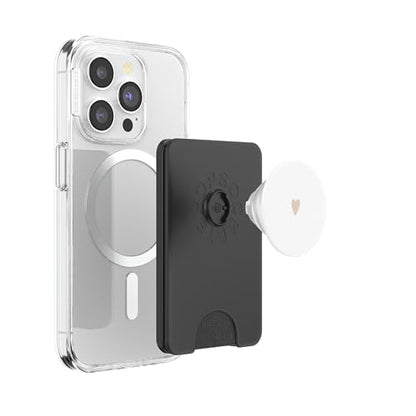 Sand/Beige/Tan Hand Drawn Heart Minimalist Love PopSockets PopWallet for MagSafe - style: Magnetic PopWallet