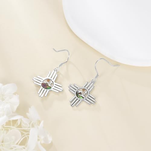 AOBOCO Mustard Seed Earrings for Women Sterling Silver Mountain Cross Earrings Dangle Christian Religion Jewelry Mothers Day Birthday for Mom Wife Friends - style: Zia Sun Earrings