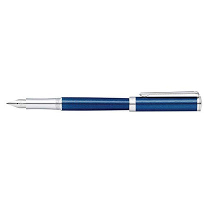 Sheaffer Intensity Engraved Translucent Blue Fountain Pen with Chrome Cap, Trim, and Medium Nib - color: Engraved Translucent Blue, style: Fountain Pen, Medium Nib