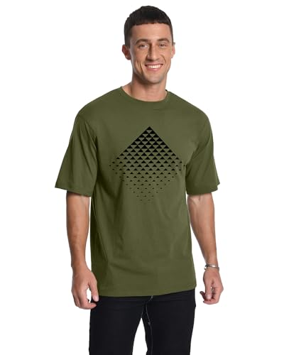 Aiyino Men's Triangle Geometric Tee – Gradient Art 100% Cotton Casual Top - color: Armygreen, size: X-Large