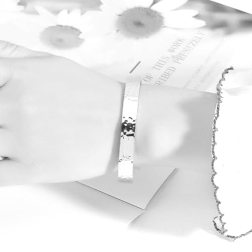 Jude Jewelers 6mm Width Stainless Steel Hammered Surface Classical Plain Open Cuff Bangle Bracelet - color: Silver