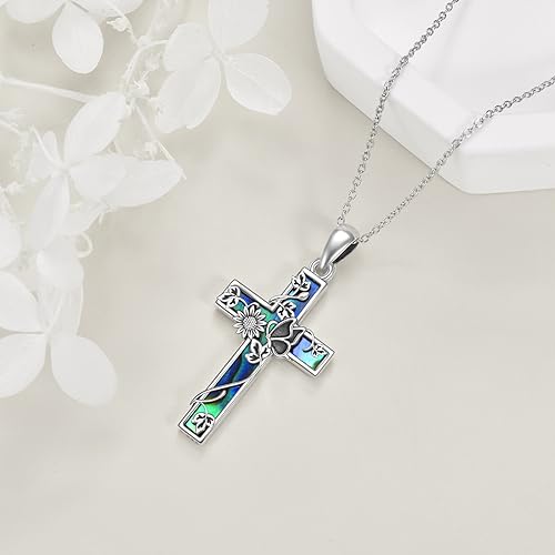 YFN Cross Necklace Sterling Silver Religious Cross Pendant Jewelry Christian Gifts for Women Men - style: F. Butterfly