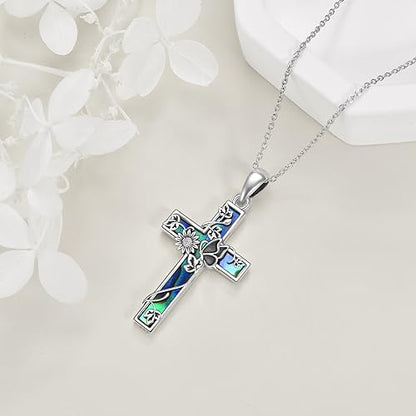 YFN Cross Necklace Sterling Silver Religious Cross Pendant Jewelry Christian Gifts for Women Men - style: F. Butterfly