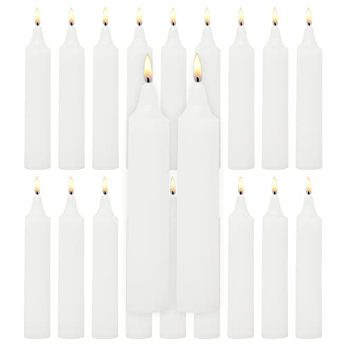 20pk Small White Spell Candles - Short Taper Vigil Candles, Burn up to 3 Hours Each, Ideal for Religious Faith, Prayer & Meditation