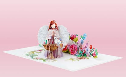 Guardian Angel Sympathy Cards with Envelopes, 3D Get Well Pop Up Cards for Women, Funeral Bereavement Memorial Christmas With Angel (6x8in Pray Angel) - color: Easter Angel