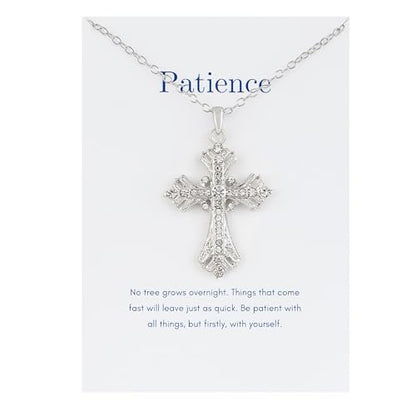 Alilang Silvery Tone Celtic Cross Pendant Necklace with Religious Message Card & Envelope Christian Jewelry - style: Patience