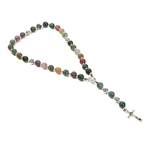 8mm Handmade Anglican Prayer Beads Rosary for Women - color: Silver (IndiaAgate)