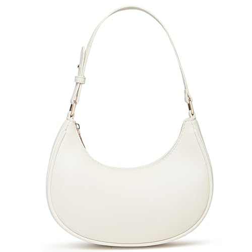 Barabum Small Shoulder Bag for Women Crescent Purse Y2K Trendy Clutch Handbags - color: 6b-white