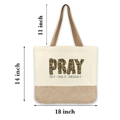 Tote Bag, Gifts for Women Friends Girlfriend Coworker Wife Mom Reusable Tote Bags Birthday Thank You Gift - color: Leopard Pray