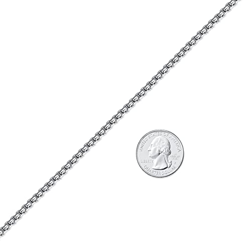 FOSIR Mens Chain Necklaces, Stainless Steel Rolo Chain Necklace for Men and Women, Silver Tone Box Chains for Men, Wide 2/3/4/5mm - size: 26.0 Inch long, style: 4mm-stainless steel