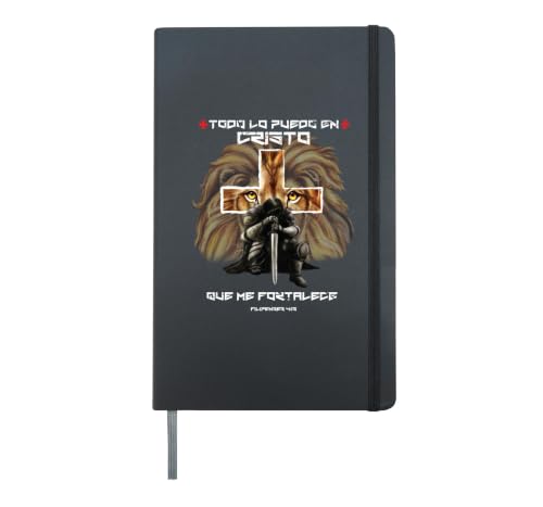 Filipenses 4 13 Bible Study Journal Spanish Men Notebook Hardcover Journal, Black