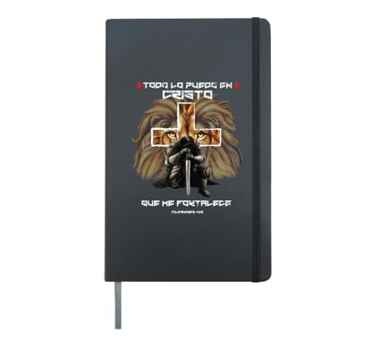 Filipenses 4 13 Bible Study Journal Spanish Men Notebook Hardcover Journal, Black