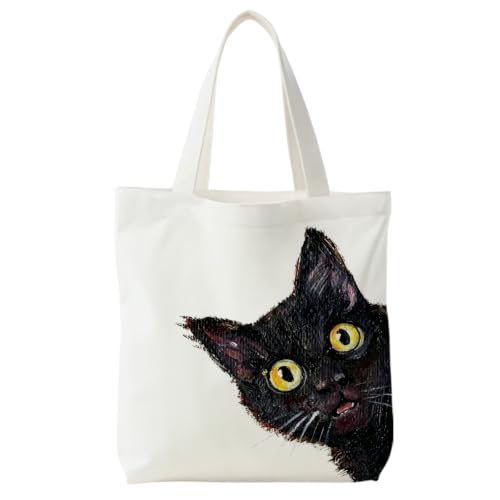 Canvas Tote Bag for Women - color: Black Cat