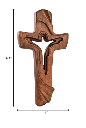 BGCOPPER Wooden Cross for Wall Decor Jesus Crucifix Wall Cross - 20 Inch - size: 20"L