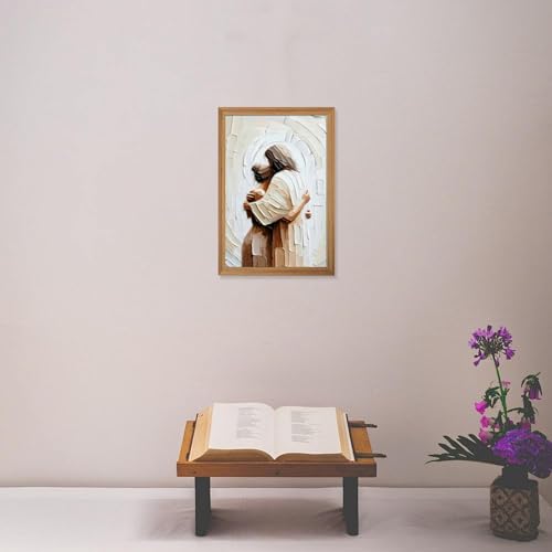 Jesus Embracing Woman Canvas Wall Art, Framed Christian Wall Art 16x24 In - color: Jesus Wall Art, size: 24"L x 16"W