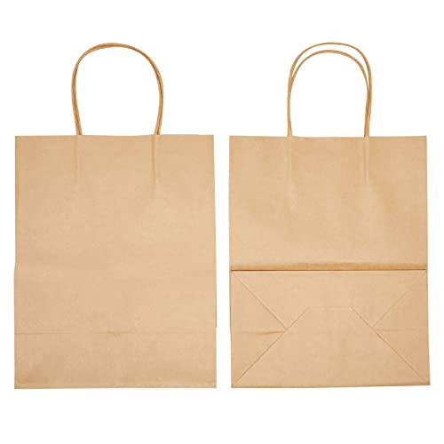 Juvale Brown Gift Bags with Handles - 12-Pack Large, Brown, 8 x 4.75 x 10 In, 120 GSM Paper - Paper Gift Bags Bulk for Party Favors & DIY Decorating & Branding - style: Large