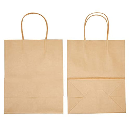 Juvale Brown Gift Bags with Handles - 12-Pack Large, Brown, 8 x 4.75 x 10 In, 120 GSM Paper - Paper Gift Bags Bulk for Party Favors & DIY Decorating & Branding - style: Large