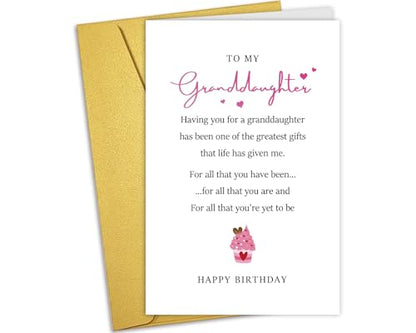 Nchigedy Happy Birthday Cards for Granddaughter, Granddaughter Poem Birthday Card, Granddaughters Bday Card from Grandma Grandpa - color: #18