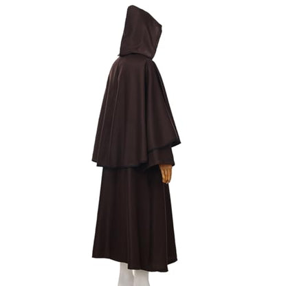 BLESSUME Friar Hooded Robe Monk Renaissance Priest Halloween Medieval Role Play Costume - color: Brown, size: Small