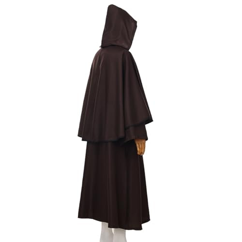 BLESSUME Friar Hooded Robe Monk Renaissance Priest Halloween Medieval Role Play Costume - color: Brown, size: Large