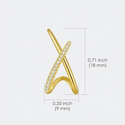 Dainty CZ Stud Hoop Earrings for Women, 14K Gold Plated Hypoallergenic Jewelry, Fashion Daily Wear Accessory, Birthday Gifts for Women - color: Gold