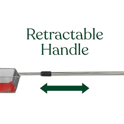 Silver Tone Offering Basket with Telescoping Handle, Stainless Steel and Felt Materials, Catholic Church Supplies, 35" to 66" Extension