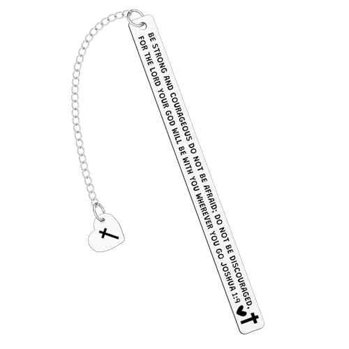 Bible Verse Metal Bookmark Gifts Religious Bookmark Be Strong and Courageous Cross Bookmarks Inspirational Gift for Women Scripture Gifts for Friend Book Club Gifts Graduation Retirement Gifts - color: Religious Bookmark 01