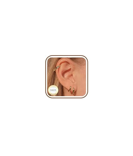 3Pairs Gold Cross Earrings for Women Hoops Huggie Earrings Stack Set - color: Gold-8